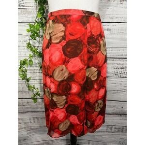 Lane Bryant Skirt Plus size 18 20 Coral Olive Floral Sheer Knee A Line Flowing